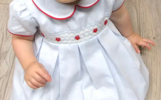 Blue Red Smocked Dress