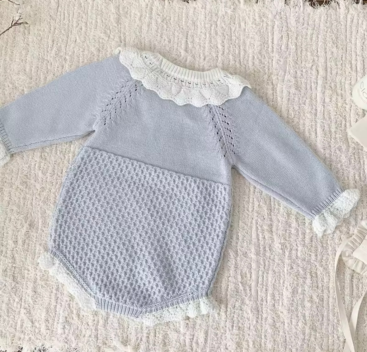 Blue baby girl romper