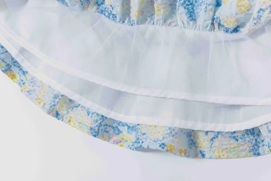 Ruffle Blouse with Flowers Girl Set