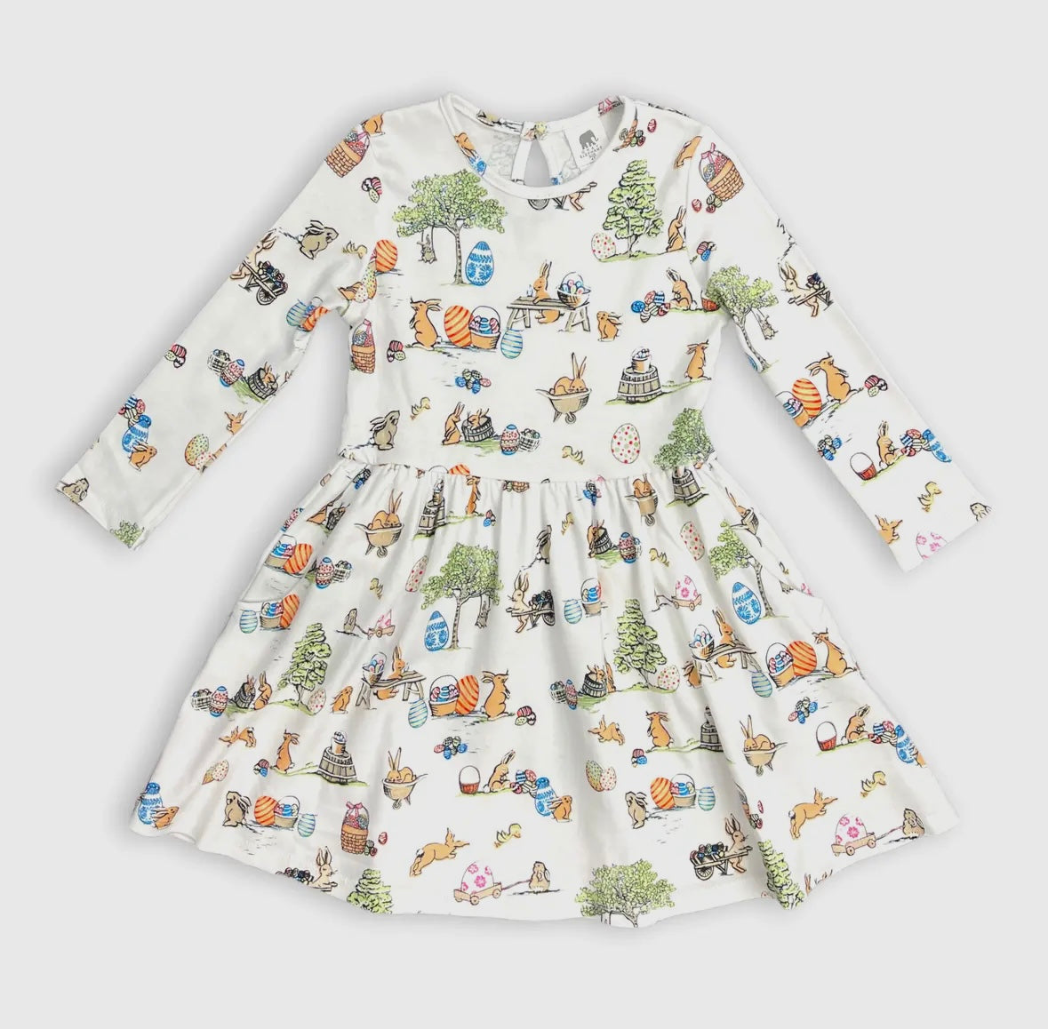 Long Sleeve Twirl Dress with Pockets- Egg Hunt