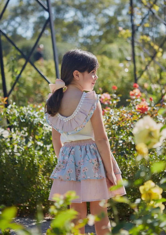 Girl Pink Floral Print Pink Set