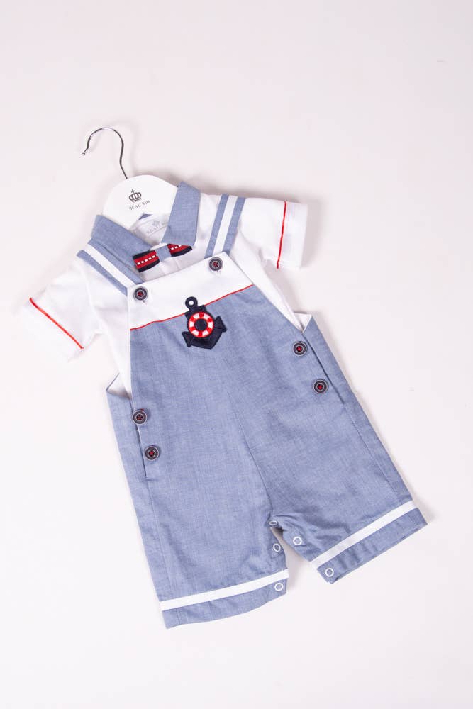 Navy Blue Dungarees Set