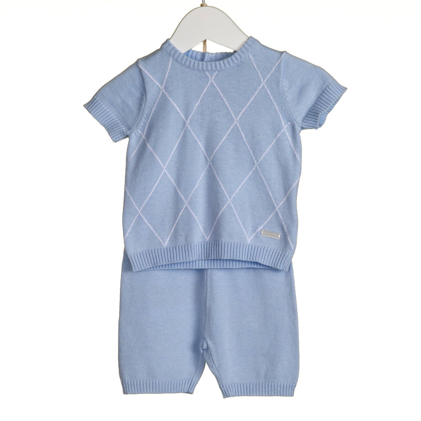 BOYS FINE KNITTED DIAMOND INTARSIA 2 PIECE SET