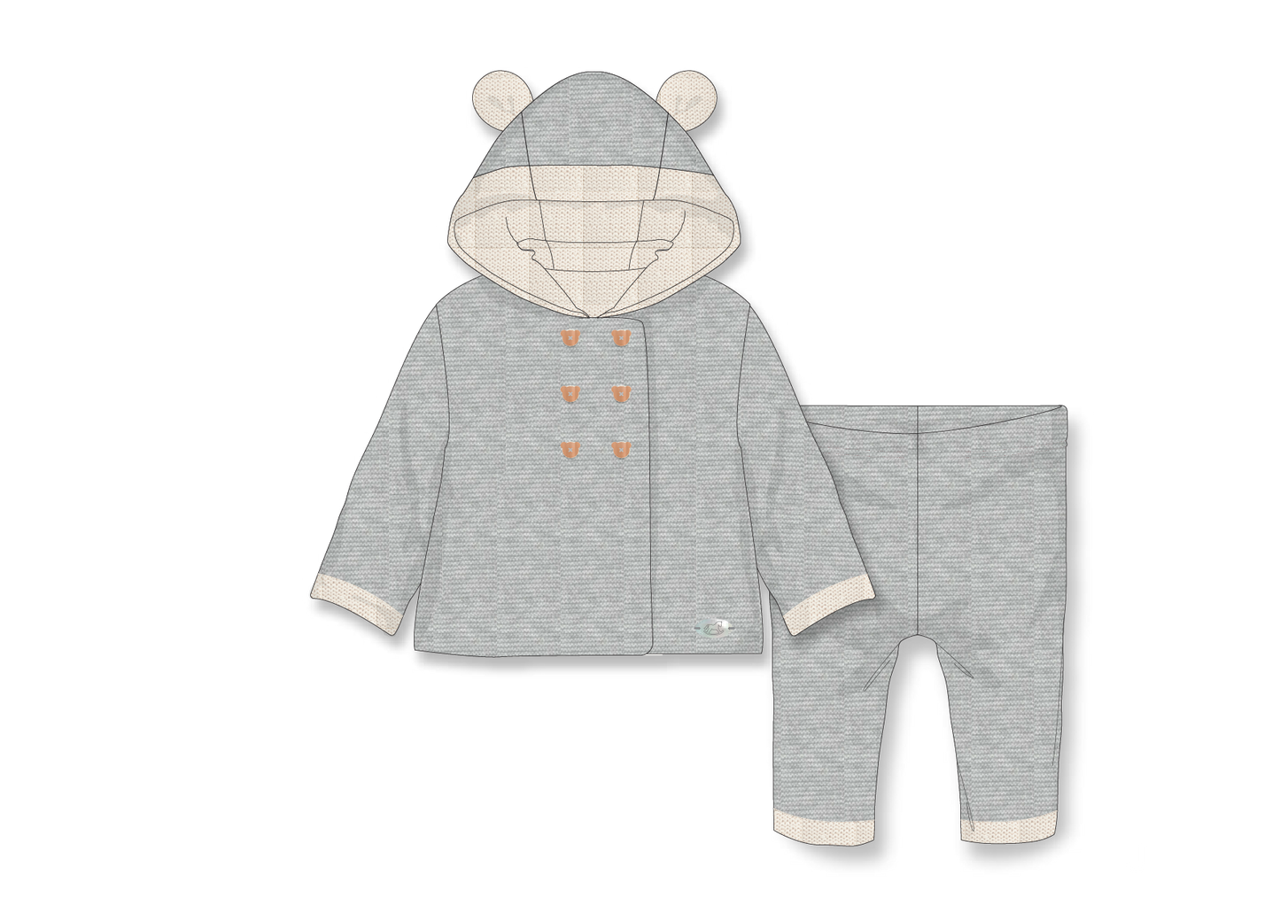Unisex 2 Piece Knit Set: Grey
