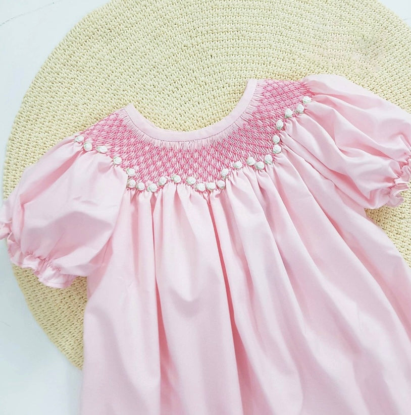 Baby Girls Pretty In Pink Hand Smocked Dress