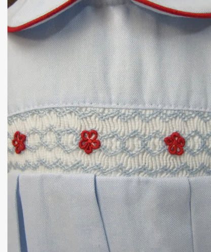 Blue Red Smocked Dress