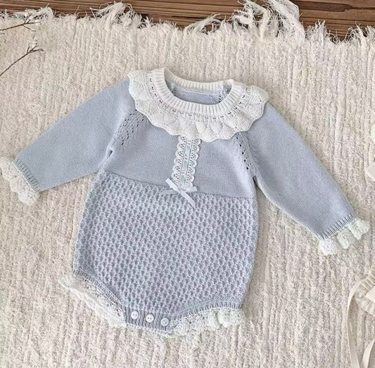 Blue baby girl romper