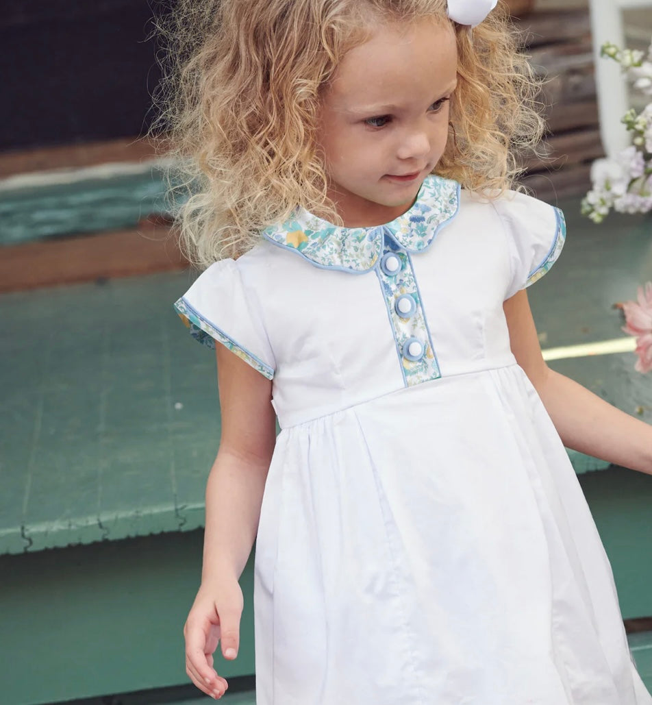 Embroidered Dress 
White with  Floral
