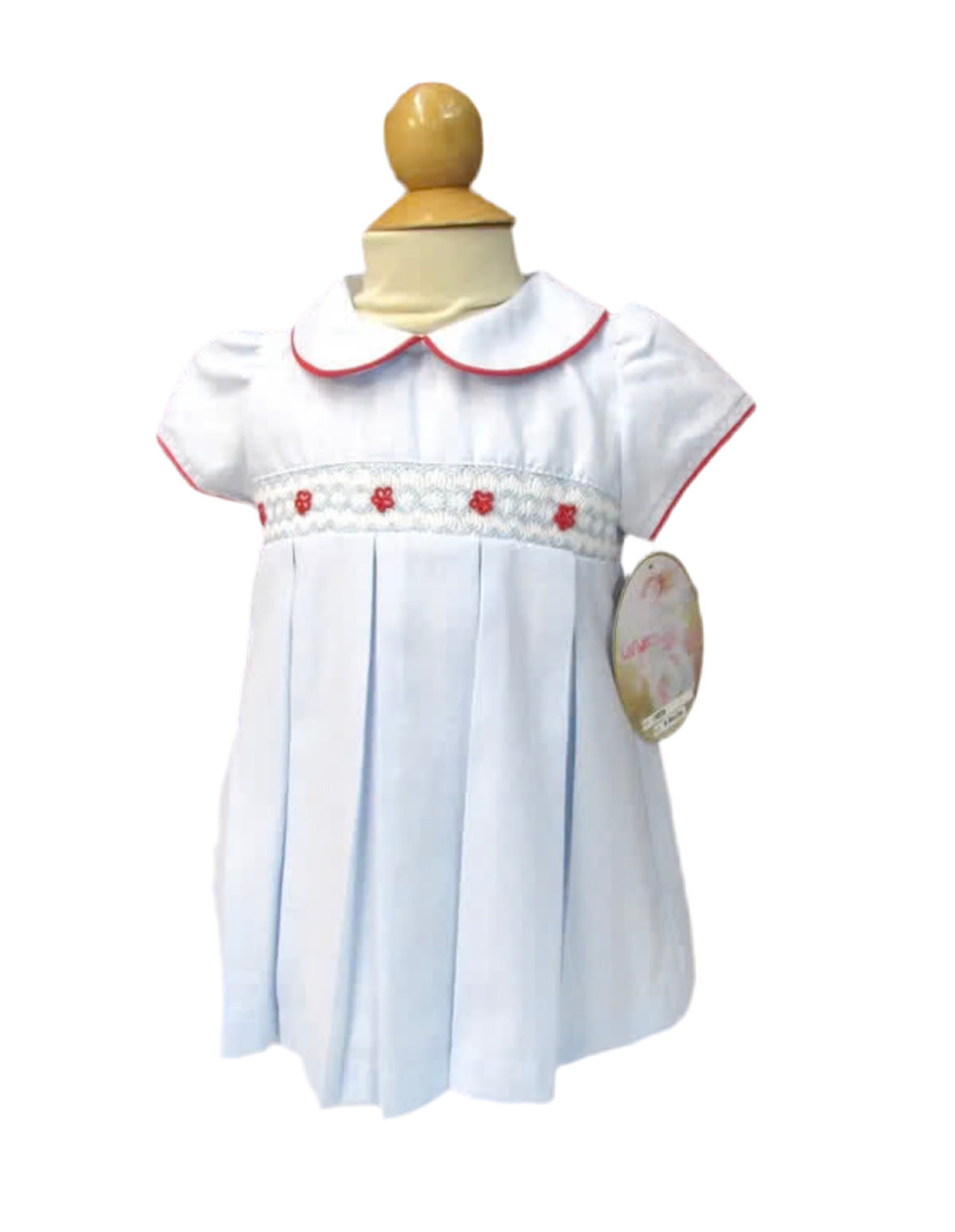 Blue Red Smocked Dress