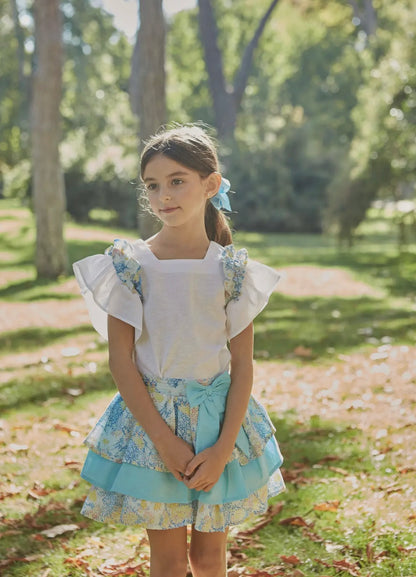 Ruffle Blouse with Flowers Girl Set