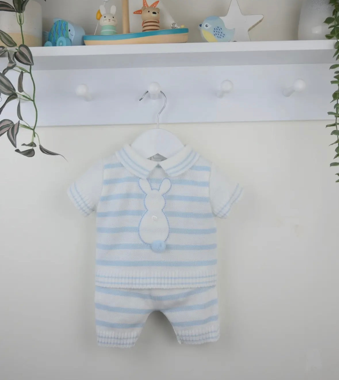 Bunny Shorts Set White/Blue