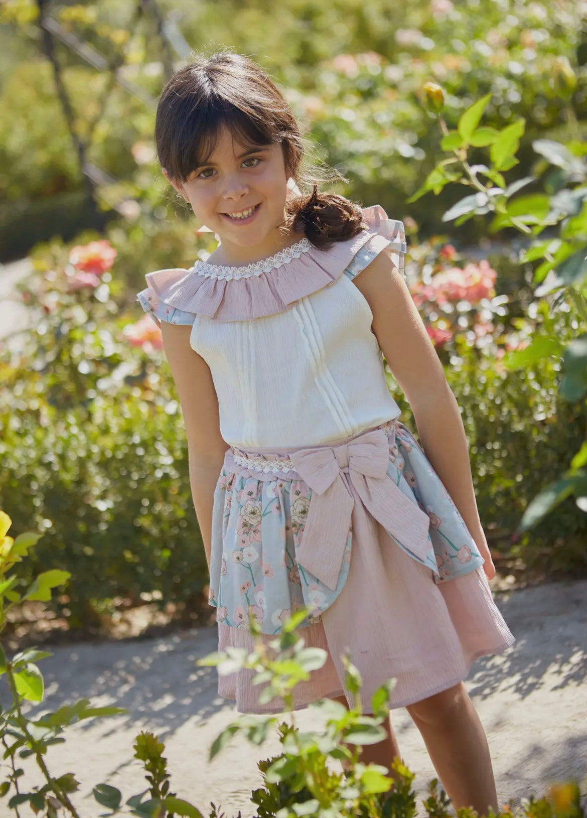 Girl Pink Floral Print Pink Set