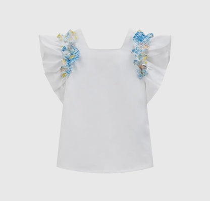 Ruffle Blouse with Flowers Girl Set