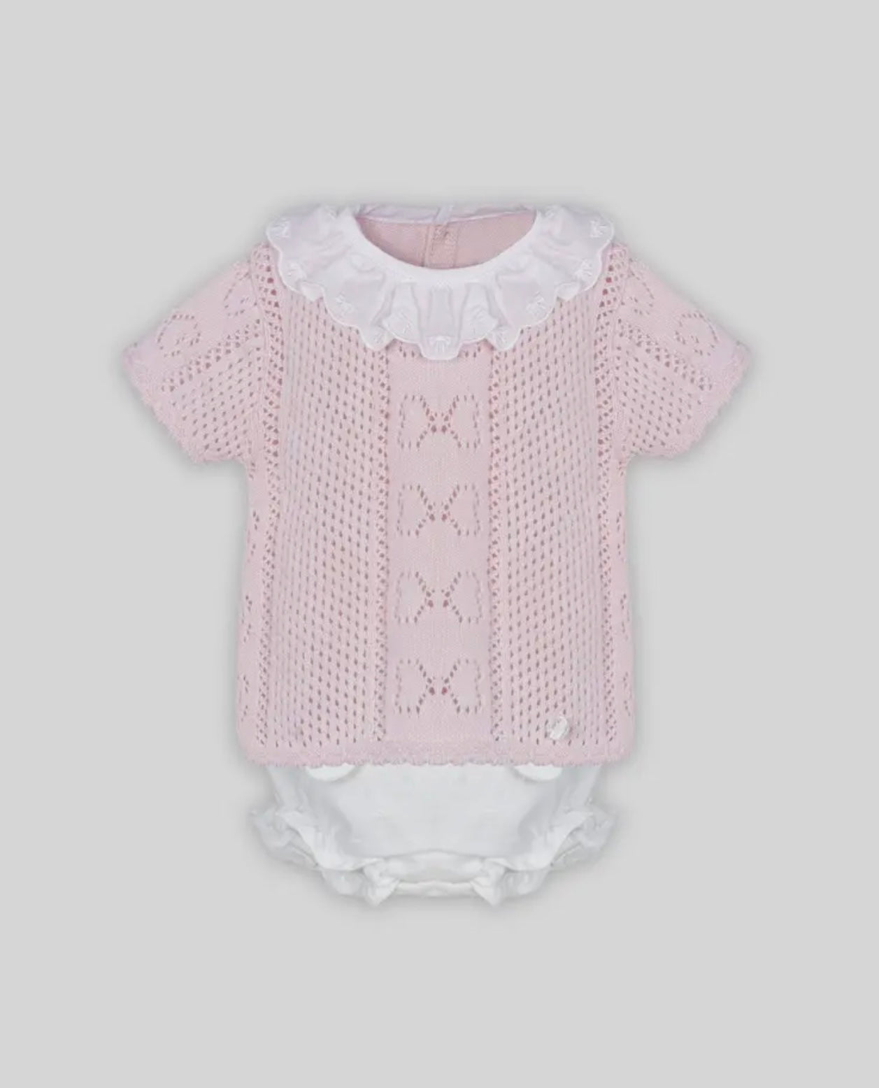 Set Knit Bow Camisole+Frilled Top