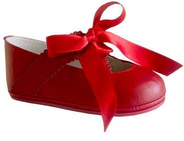 Classic Red Soft Leather Shoes For Girls