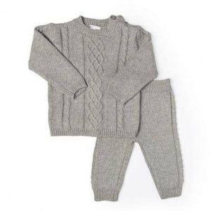 Grey Cable-Knit Sweater Set