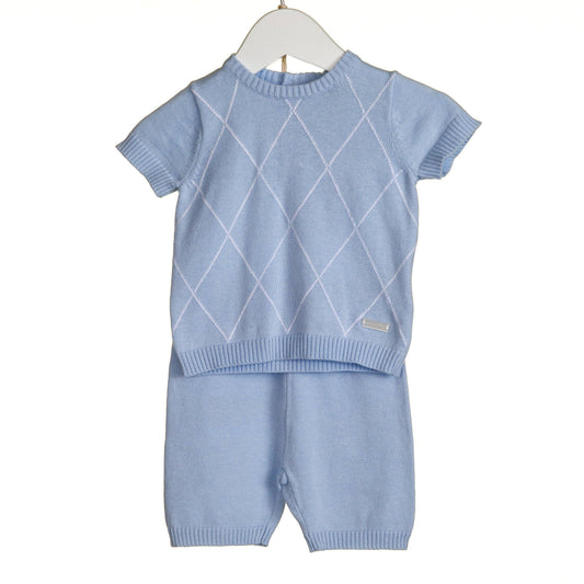 BOYS FINE KNITTED DIAMOND INTARSIA 2 PIECE SET