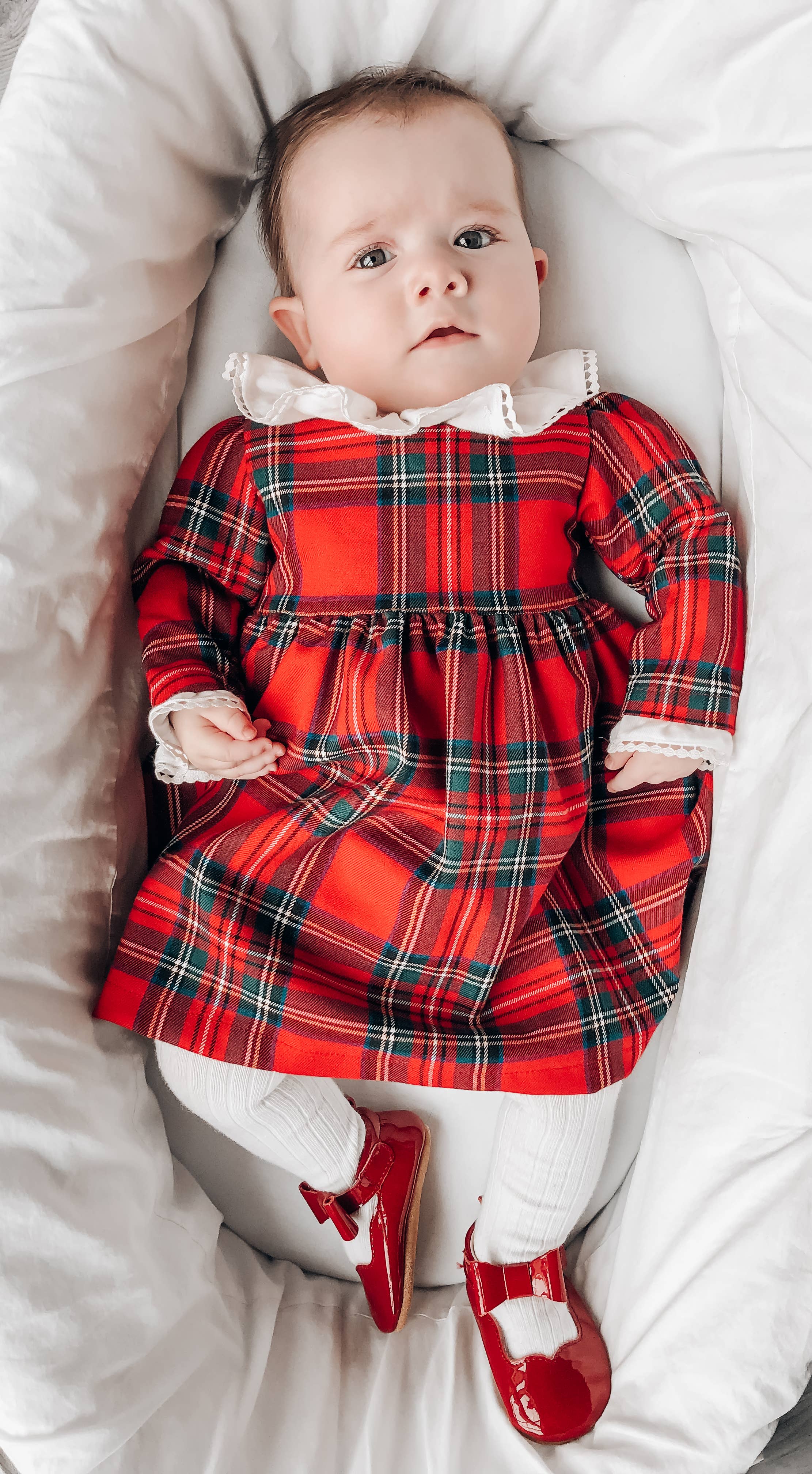 Red Tartan Ruffle Collar Dress