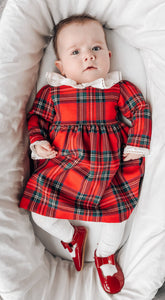 Red Tartan Ruffle Collar Dress