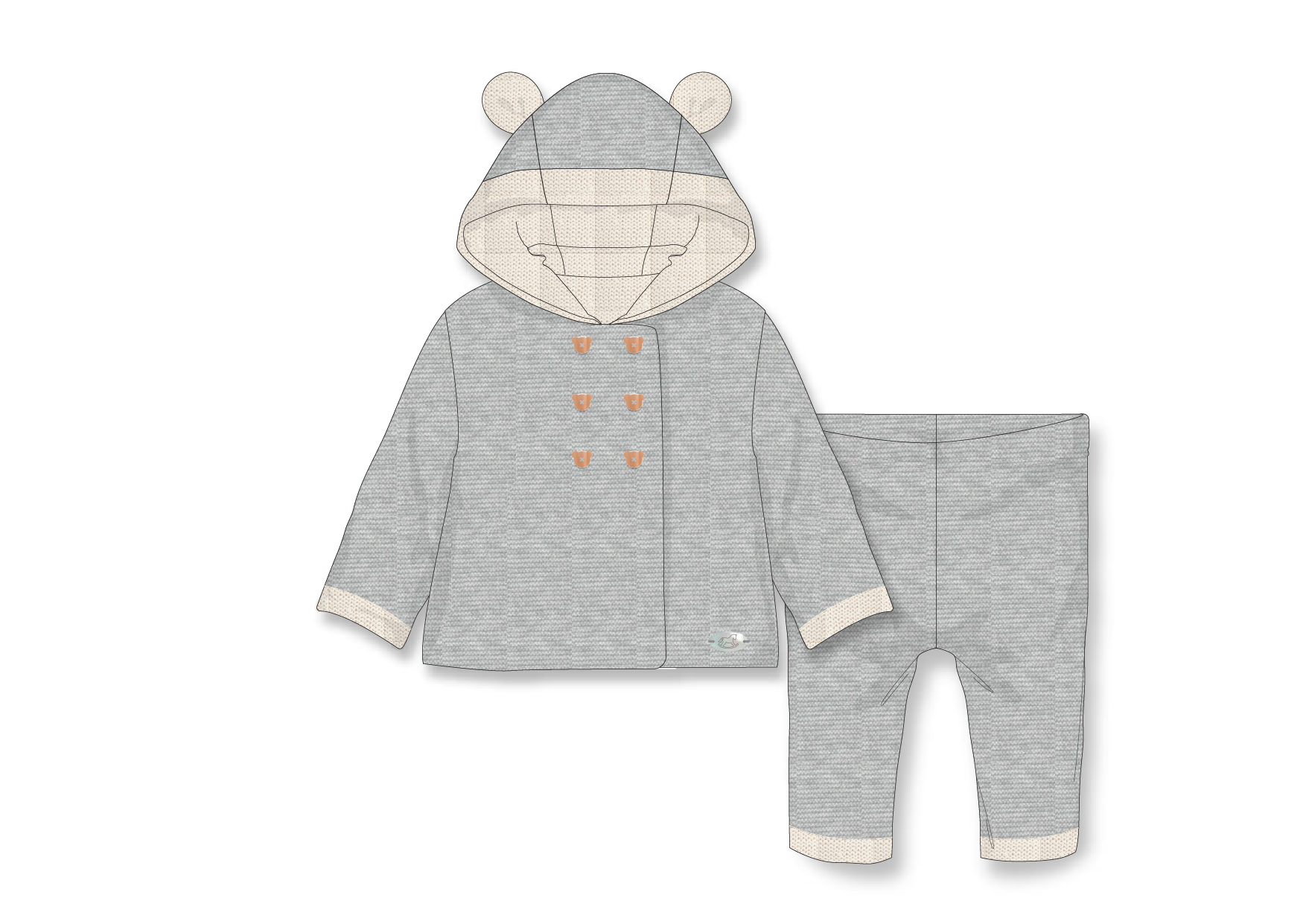 Unisex 2 Piece Knit Set: Grey