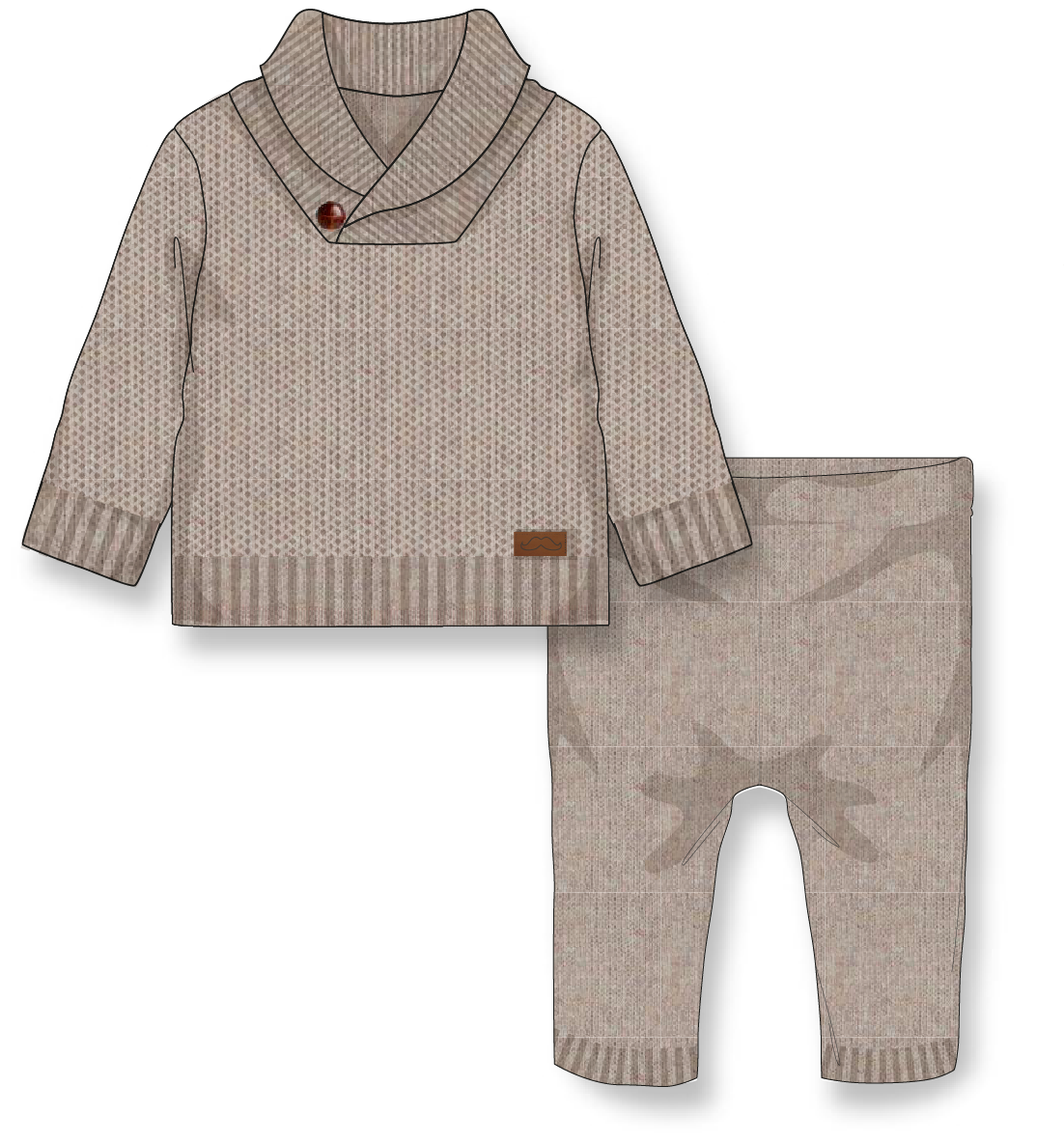 Boys 2 Piece Knit Set: Brown