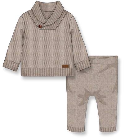 Boys 2 Piece Knit Set: Brown