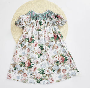 Baby Girls Vintage Floral Hand Smocked Dress