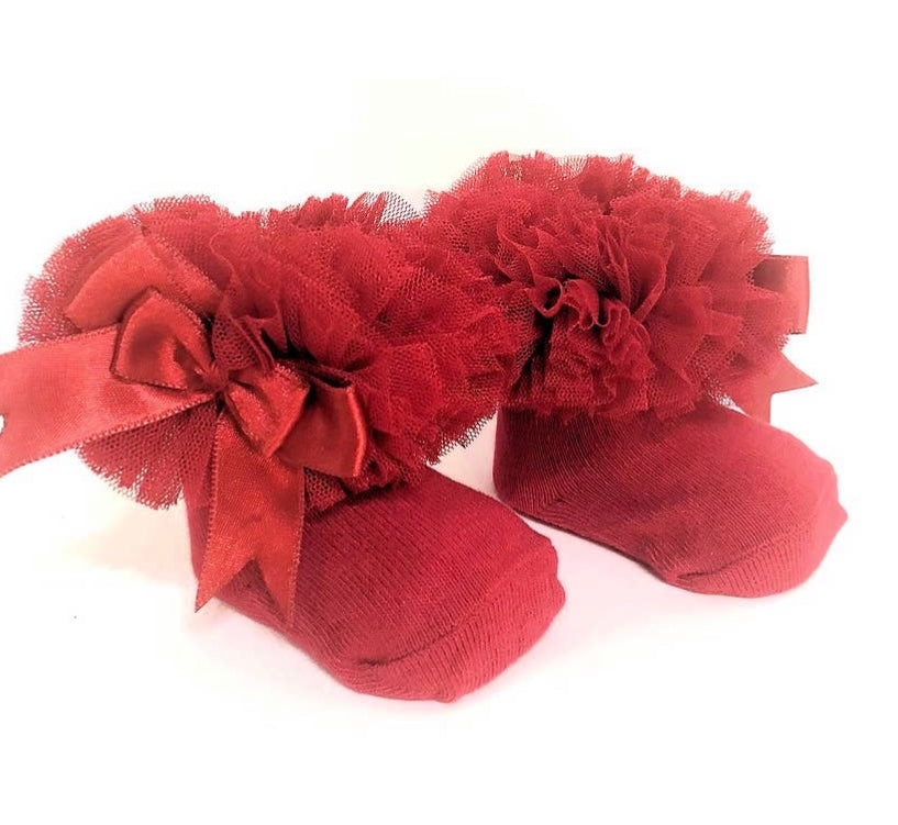 Ruffle Socks- Red