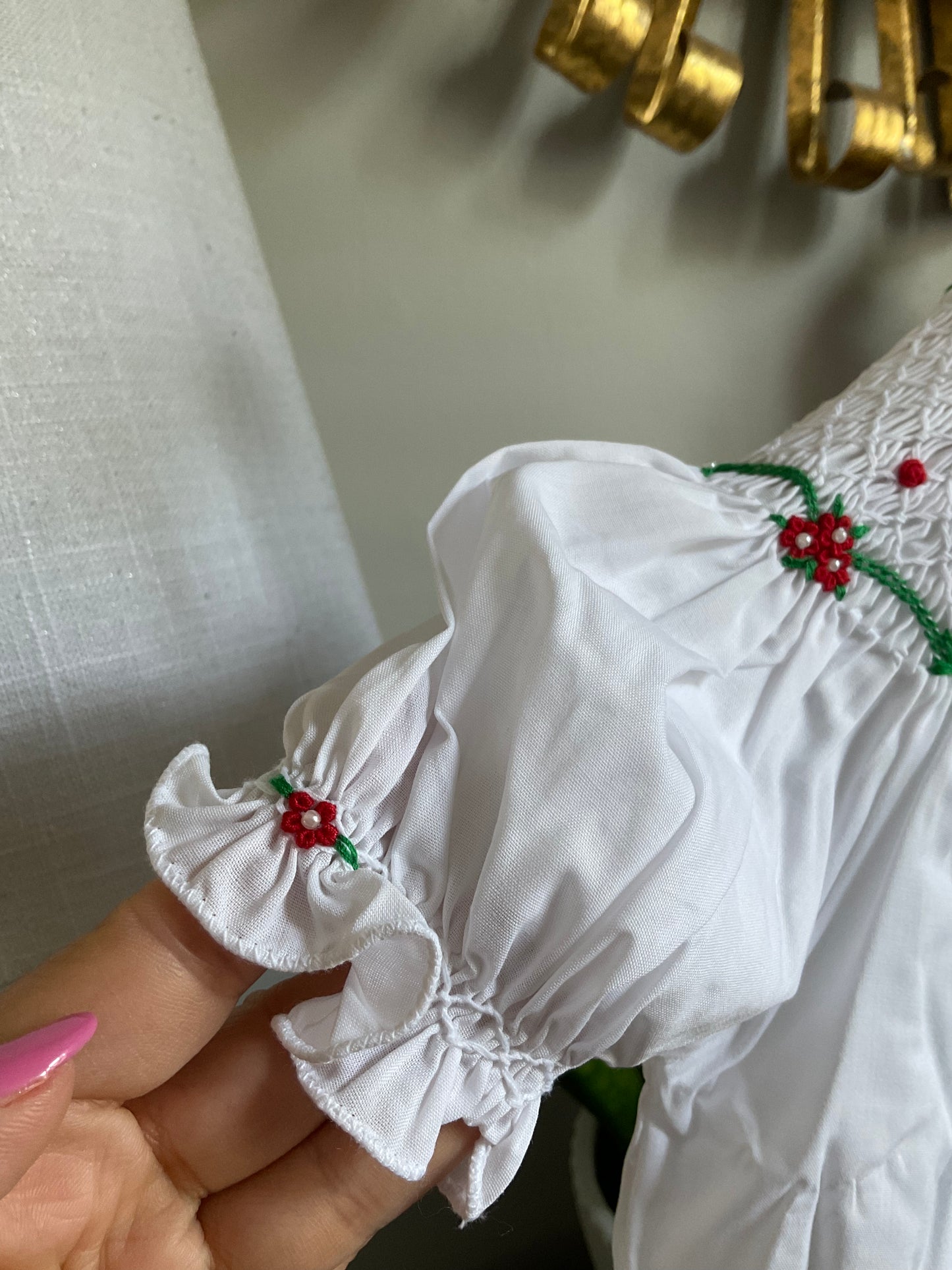 Holiday Pearl Flower Bishop Dress