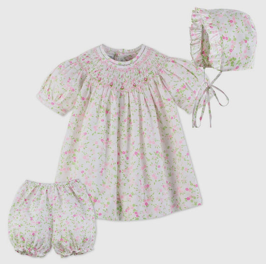 Baby Girl Hand Smocked Floral Bishop Dress