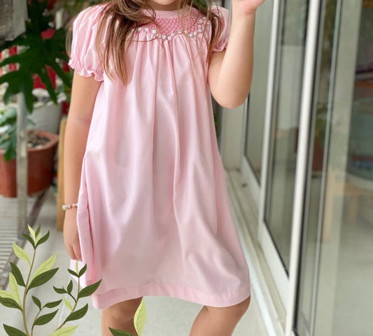 Baby Girls Pretty In Pink  Hand Smocked Dress