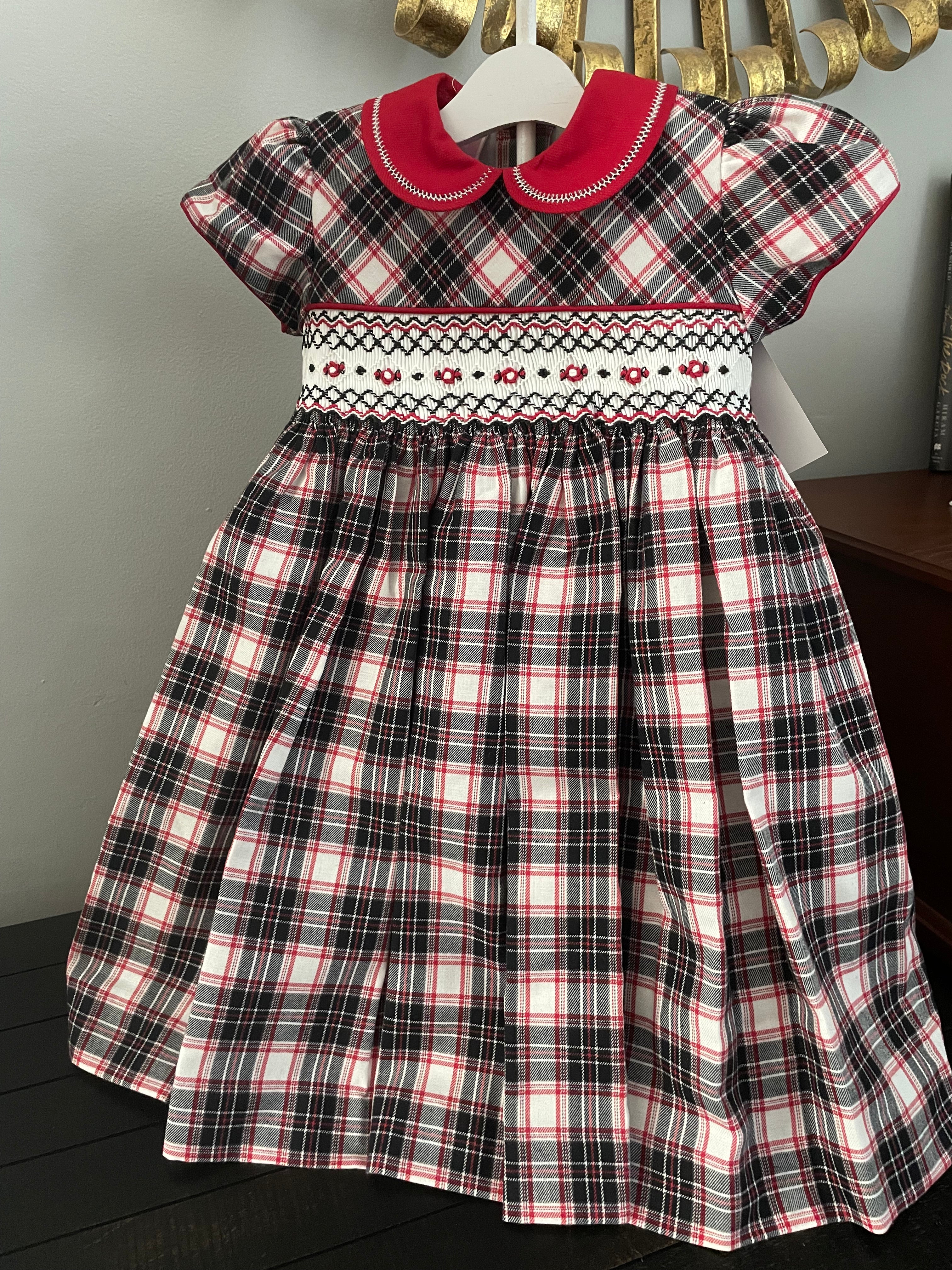 Smocked plaid dress