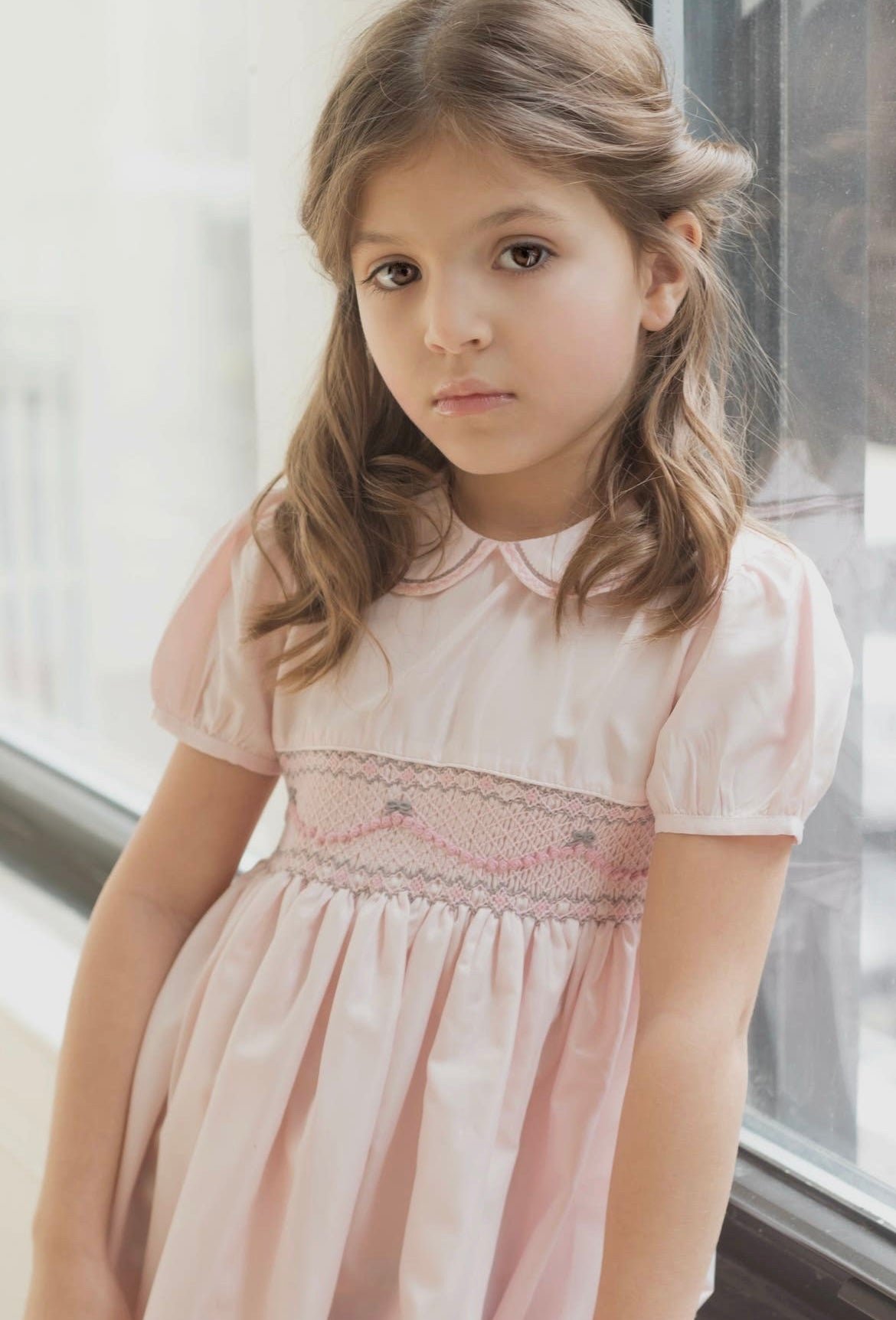 Toddler Girls Elegant Taffeta Pink Short Sleeve Dress